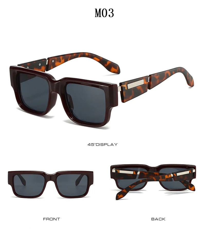 Retro Sunglasses Women Trendy Vintage Square Sunglass Men Fashion Glasses Shades Luxe Lunette Soleil Femme Gafas De Sol Hombre