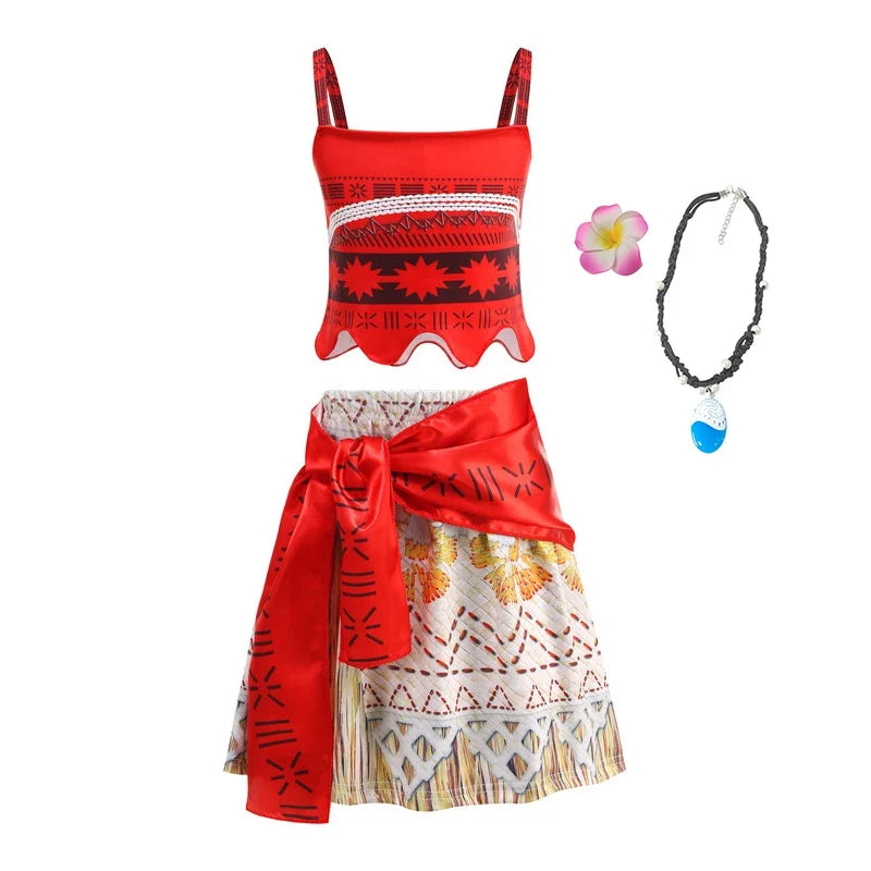 Summer Kids Princess Costume Children Disney Moana Halloween Dress Girl Vaiana Dinner Dress Ocean Adventure Pageant Disguise