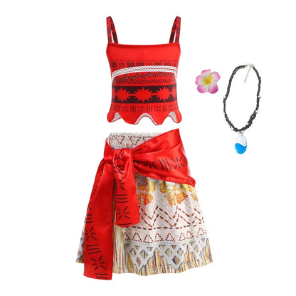 Summer Kids Princess Costume Children Disney Moana Halloween Dress Girl Vaiana Dinner Dress Ocean Adventure Pageant Disguise