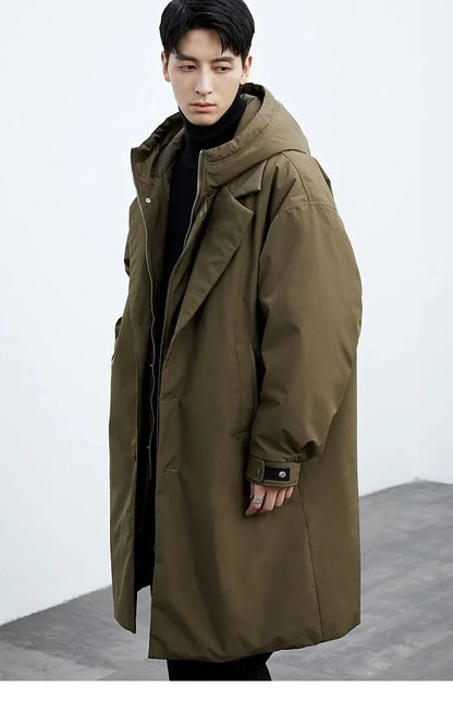 2024 Spring and Autumn New Fashion Solid Color Windproof Long Trench Coat Men's Casual Loose Large Size High Quality Coat M-5XL
