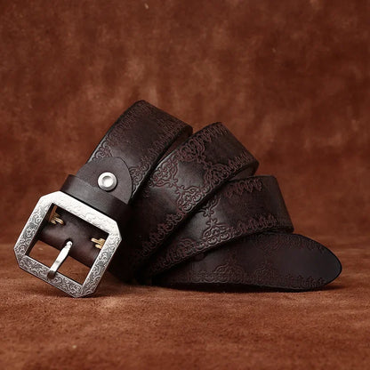 3.8CM Pure Cowhide High Quality Genuine Leather Belts for Men Strap Male Stainless Steel Buckle Jeans Thickening Cowboy Cintos