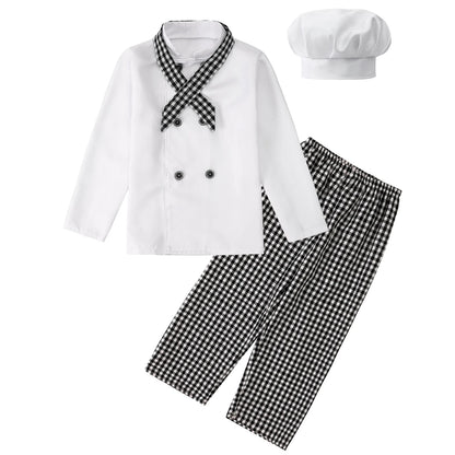 Kids Boys Chef Costume Girls Cooking Baking Clothes Children Halloween Chef Costume Set Cook Uniform Carnival Party Fancy Dress