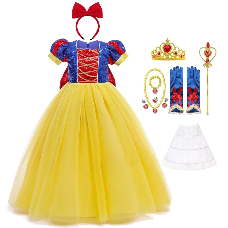 Girl Snow White Fancy Dress Kids Carnival Christmas Party Princess Costume Children Birthday Performance Clothes