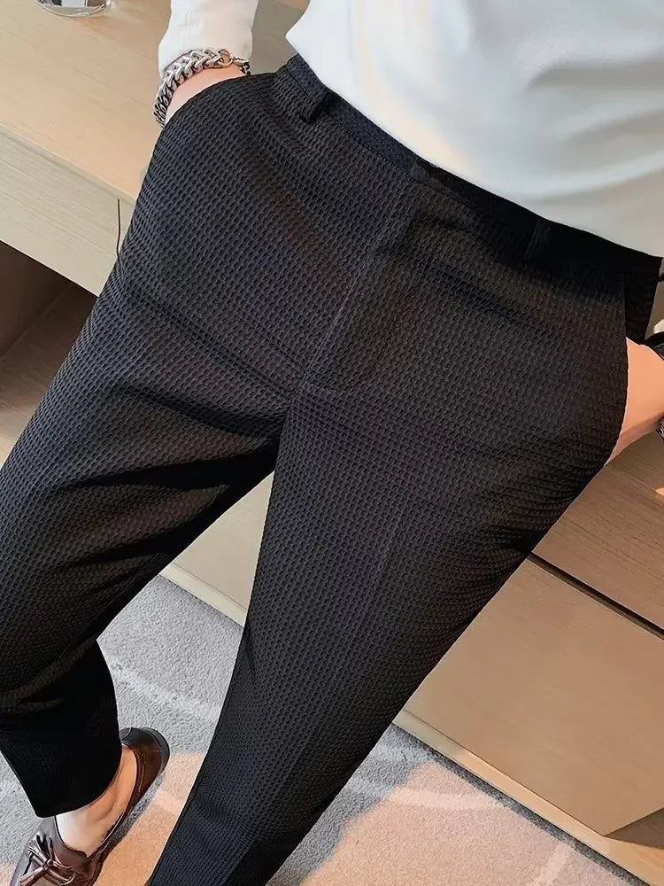 Spring Summer Men's Smart Casual Suit Pants Fashion Slim Fit Solid Color Youthful Vitality Suit Trousers Men Korean Dress Pants