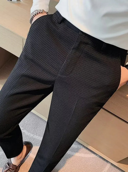Spring Summer Men's Smart Casual Suit Pants Fashion Slim Fit Solid Color Youthful Vitality Suit Trousers Men Korean Dress Pants