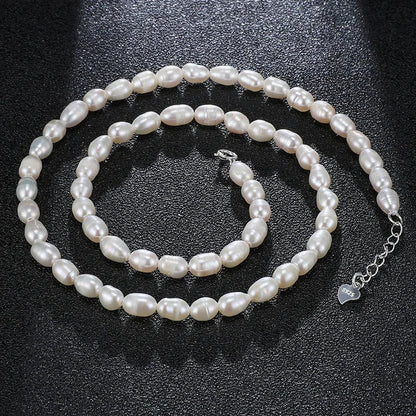 Small Size 4.5-5.5mm Natural Freshwater White Pearl Necklace Rice Shape Fashion S925 Silver Jewelry for Women Girls