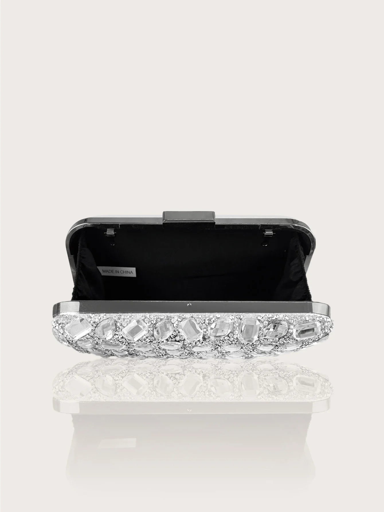Fashionable and Luxurious, Simple Rhinestone Party Clutch and Box Bag, Exquisite and Elegant Women's Evening Bag, Paired with a Gorgeous Rhinestone Pendant Necklace, Bracelet, and Earrings Four-Piece Set, Perfect Wallet for P