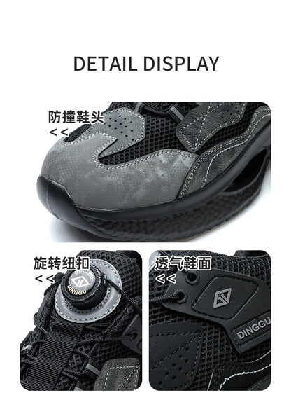 Safety Shoes Men Steel Toe Work Shoes Rotated Button Lightweight Indestructible Anti-smash Safety Boots Protective Work Sneakers