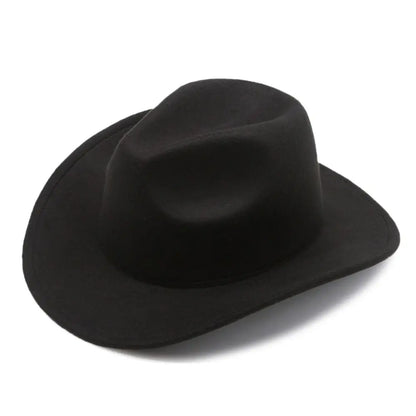 New Wide Brim Cowboy Hat Solid Color Felt Panama British Retro Cap Women Men