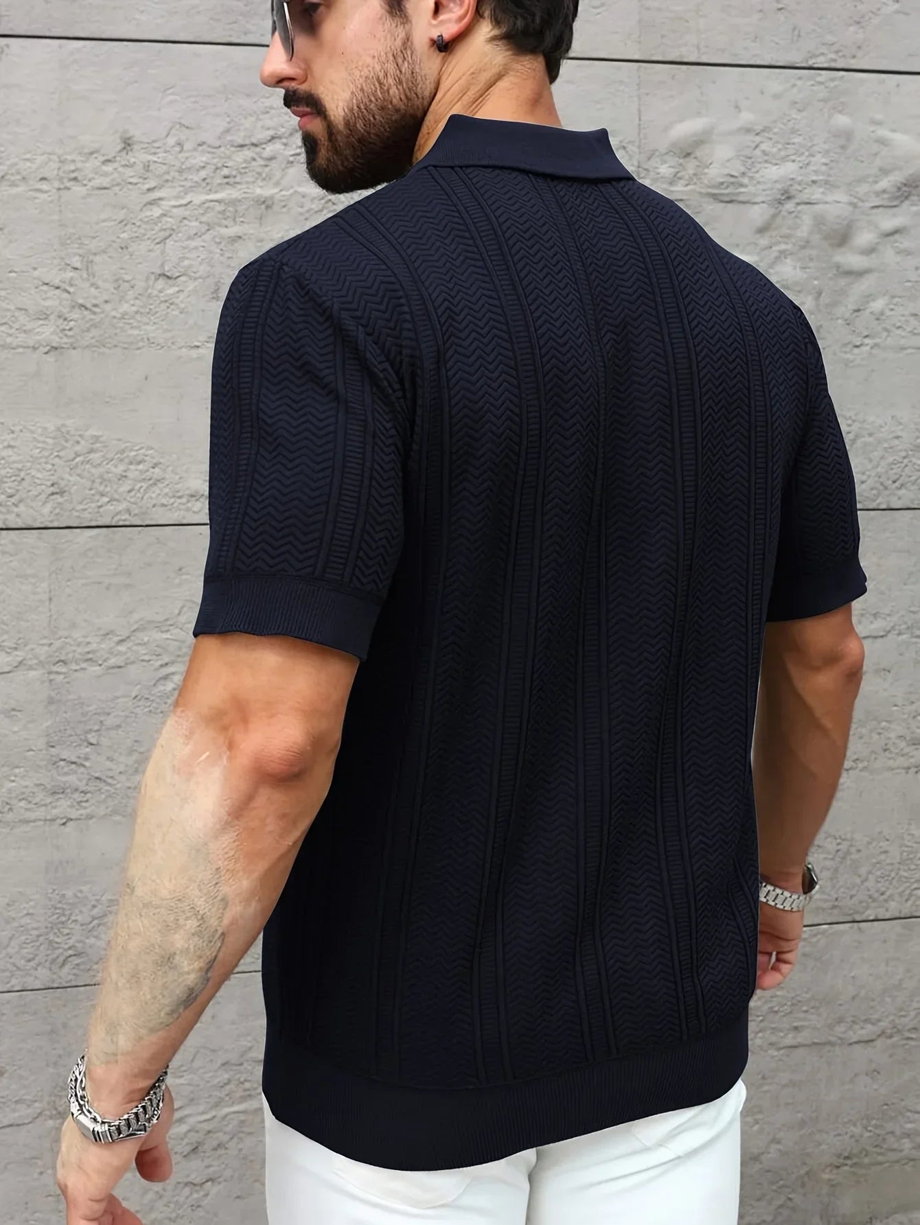New 2026 Knitted Polo Shirt - Twisted Knit Texture Men's Summer Casual Collar Short Sleeve Buttoned Solid Color Hooded Knitted T
