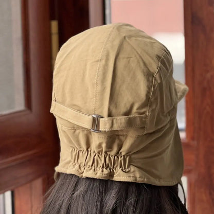 Japanese Retro Bomber Hat Solid Color Windproof Velvet Pilot Hat Ear Protection Lei Feng Hat Keep Warm