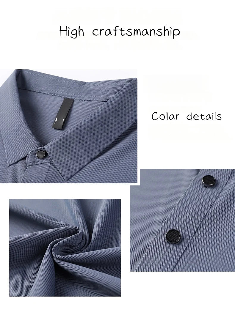 Summer new high-quality ice silk fabric comfortable polo shirt fashionable high-end mens exquisite badge breathable short sleeve