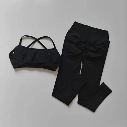 Peach Butt Seamless Fitness Two-Piece Set: Tight Yoga Sports Bra Quick-Dry Pants Set for Pilates Women
