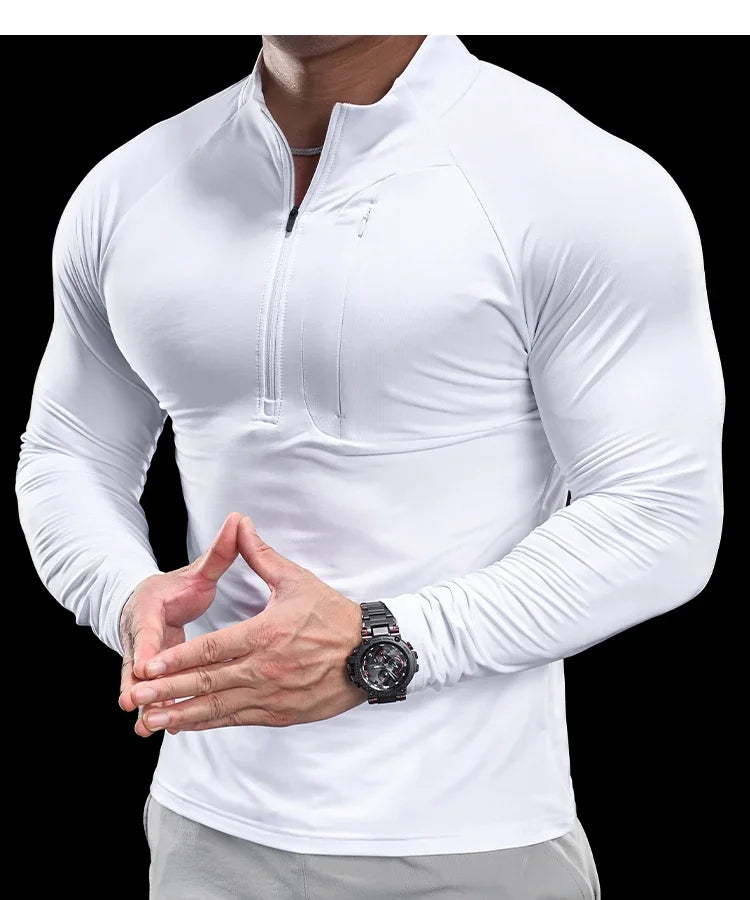 Gym Fitness Quick Dry Shirt Men Running Sport Long Sleeves T-shirt Trackwear Tee Tops Autumn Male Bodybuilding Training Clothing