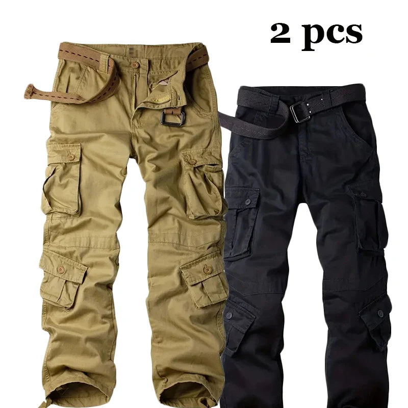 Multi-Pocket Work Pants Men Midweight Field Training Trousers Autumn 1/2Pcs Casual Cargo Pants Outdoor Tactical Hiking Trousers