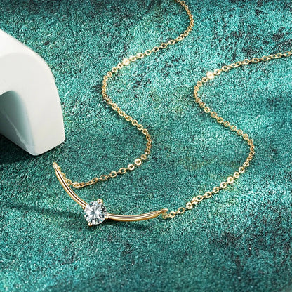 Minimalist Choker Necklace For Women 925 Sterling Silver 5mm 0.5ct Moissanite Pendant Necklace Delicate Daily Jewelry Gift