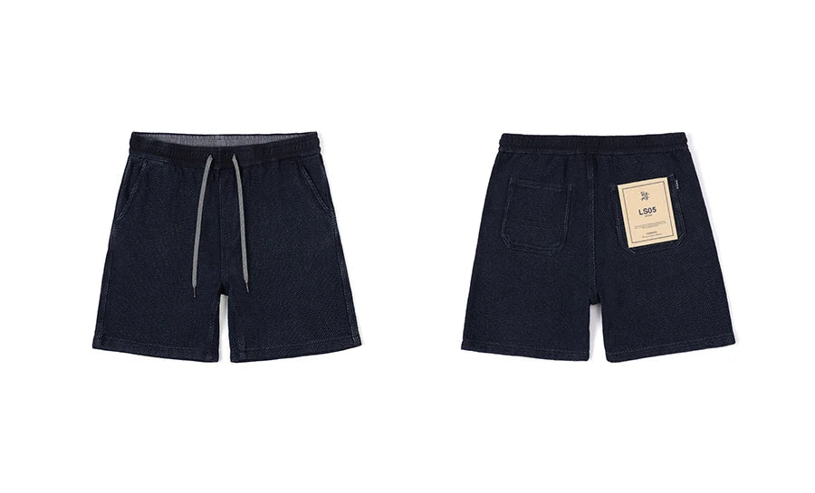 High Standard Series 2025 Summer New 13oz Indigo Sashiko Cloth Fabric Denim Shorts Loose 100% Cotton Vintage Shorts