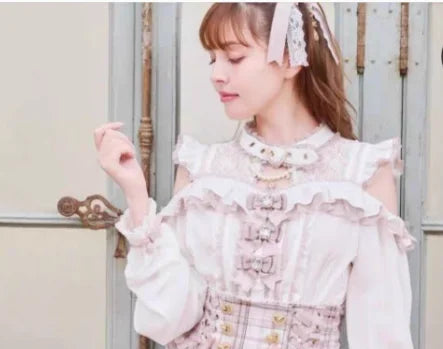 Liz Shirt Blouse Women 2026 Spring and Summer New Mine Off-the-shoulder Long-sleeved Blouses Lolita Sweet Bow Chiffon Shirt Top