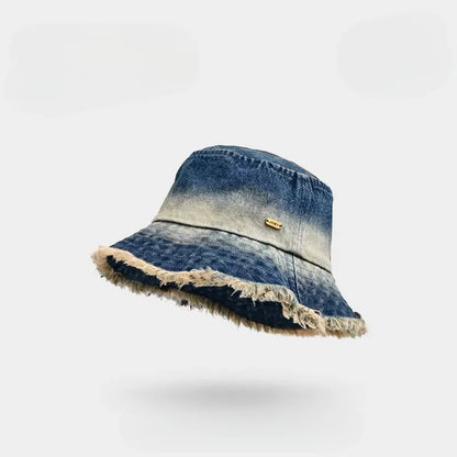 Fashion Washed Denim Bucket Hat for Women Men Summer Travel Outdoor Sunshade Sunscreen Hat Man Retro Bucket Hat