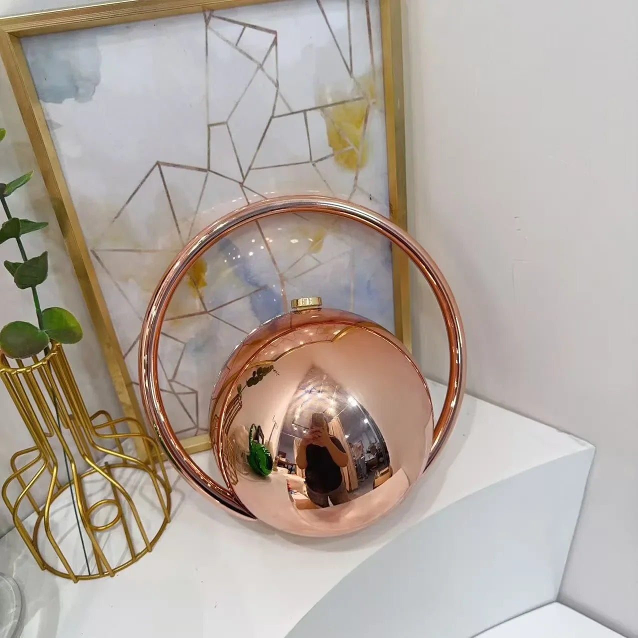 Gold Acrylic Round Ball Hand Bag For Women Handbags Silvery Evening Clutch Handbags Round Ball Purse 2025 Chic