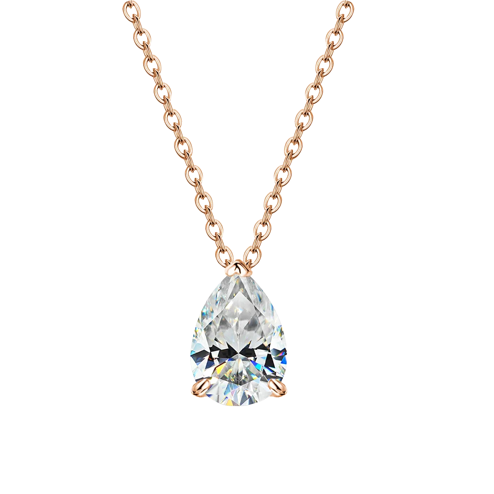 1-4CT Water Drop Moissanite Pendant Necklace Women 925 Sterling Silver Round/Sharp Claw Lab Diamond Pendant Neck Chain