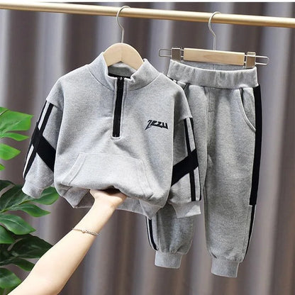 Spring Autumn Baby and Boys Half Zip Workout Sweatshirt+Sweatpant Set School Kids 2PCS Tracksuit Child Jogger Outfit 1-10Yr