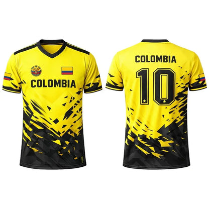 Colombia Flag 3D Printed Jersey Summer Outdoor Sports Breathable Short-sleeved Football Training Top Unisex Casual V-neck Tee