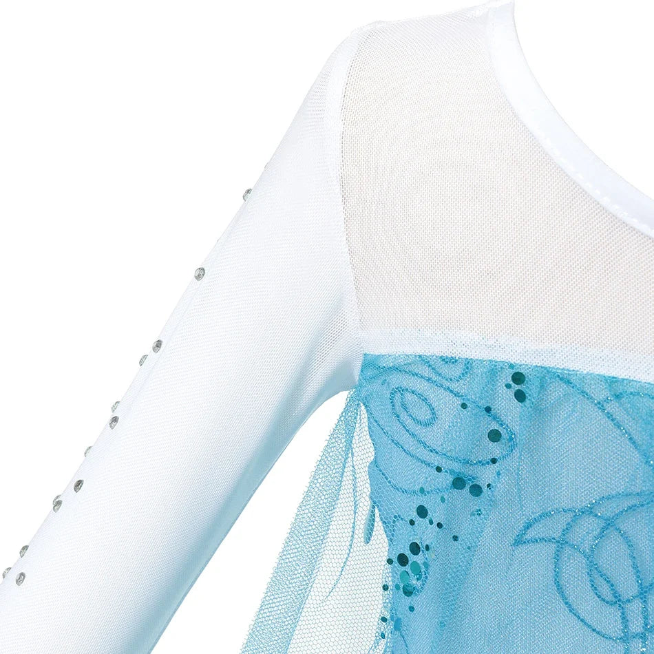 Snow Queen Elsa Long Sleeve Costume Girls Princess Dress Toddler Halloween Cosplay Clothes Birthday Party Vesidos For 2-10 Years