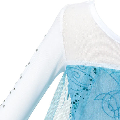 Snow Queen Elsa Long Sleeve Costume Girls Princess Dress Toddler Halloween Cosplay Clothes Birthday Party Vesidos For 2-10 Years