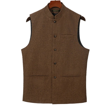 Men Vest Gray Herringbone Height Collar Single Button Waistcoat For Wedding Party Business Work Daily Casual Men Suit Vest