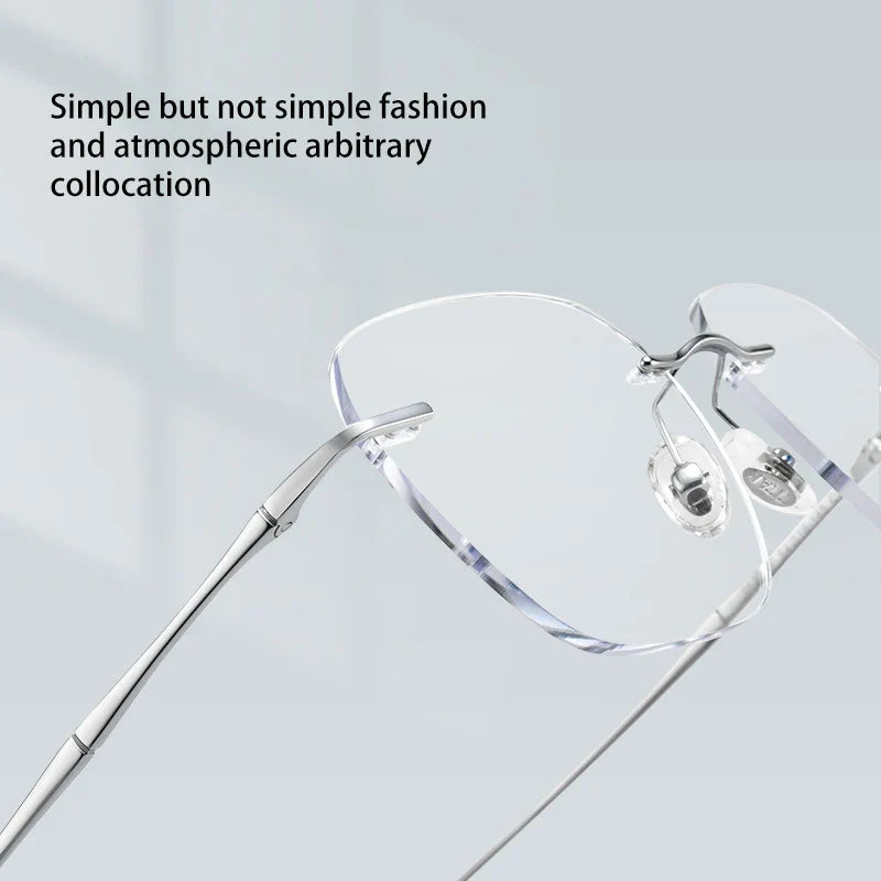 Ultra-light Titanium Rimless Myopia Frames Unisex Simple Square Read Frames Glasses Customized Prescription Glasses F0623