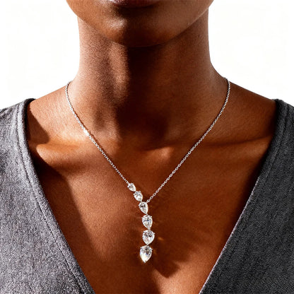 7.6ct Pear Cut Moissanite Pandent Necklaces for Women 925 Sterling Silver 18k Plated Gradient Gemstone Wedding Necklace