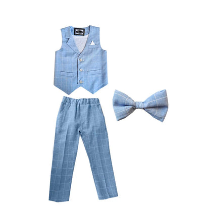 Baby Boys Formal Birthday Photograph Suit Kids Vest Shirt Pants Bowtie Wedding Dress Teenager Suit Children Graduation Costume
