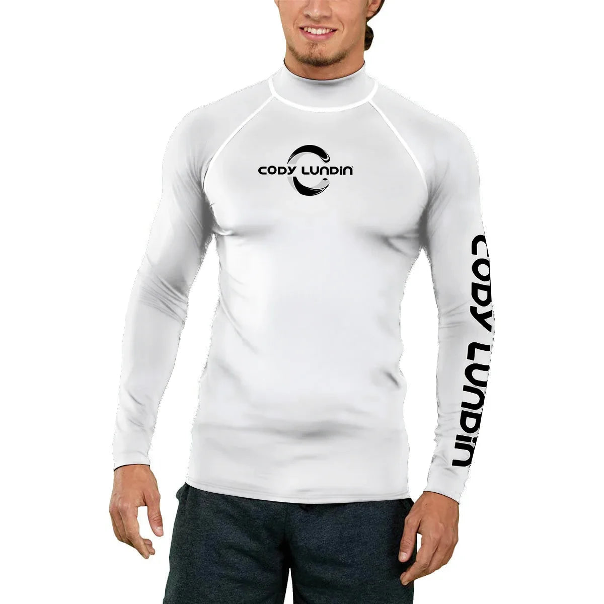 Men's UPF 50+ Compression Turtleneck Swimming Training Shirt Gym Fitness T-Shirt Surf Sports Rashguard Custom Logo Fishing Top