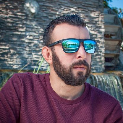 Polarized Sunglasses for Men Shades Lightweight TR90 Frame UV400 Protection Square Outdoor Trave Driving Sun Glasses