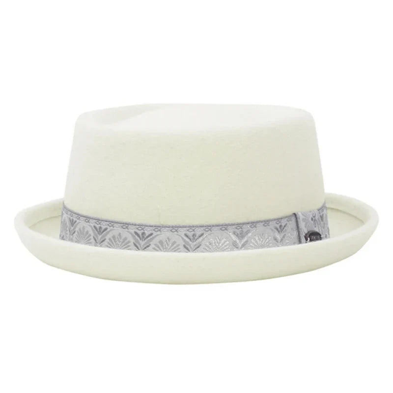 100% Wool Pork Pie Fedora Hat for Women Men Autumn Winter Felt Curved Brim Porkpie Hat