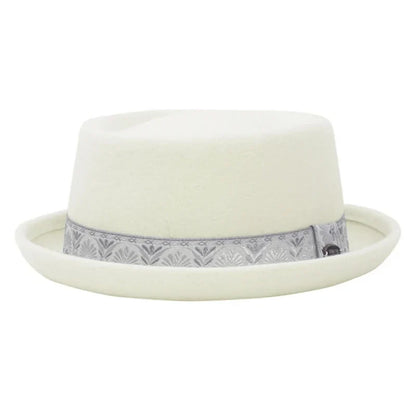100% Wool Pork Pie Fedora Hat for Women Men Autumn Winter Felt Curved Brim Porkpie Hat