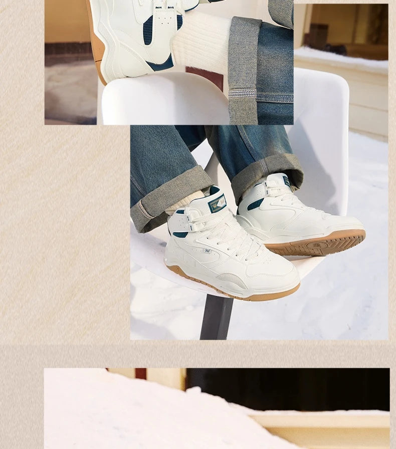 Men's Plus Velvet Skateboard Shoes New Classic Retro High-top Warm Wear-resistant Soft Male Sneakers 672436622A