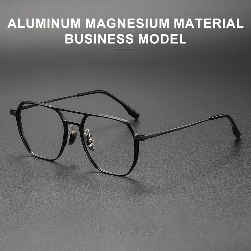 Large Frame Aluminum Frame Titanium Business Anti-Blue Light Reading Glasses Men Ladies Customizable Prescription ZY-20239