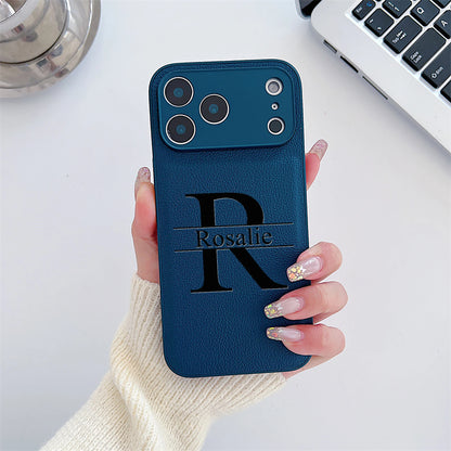 Custom Capital Letters Name Artificial Leather Multicolored Phone Case Gift For iPhone 17 16 15 14 13 12 11 Pro Max 17 Air Plus