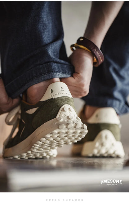 Men's Casual Sports Jogging Sneakers Versatile Comfortable Breathable Shoes Rubber Sole Color-Blocked Shoes for Spring