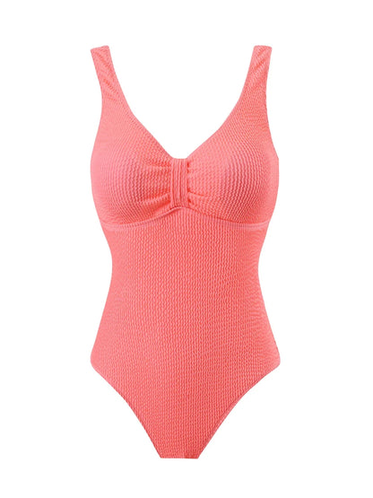Slim V Neck Swimsuit Women 2025 New One Piece Vacation Swimwear Solid Bodysuit Female Bathers Swimming Monokini Summer Beachwear