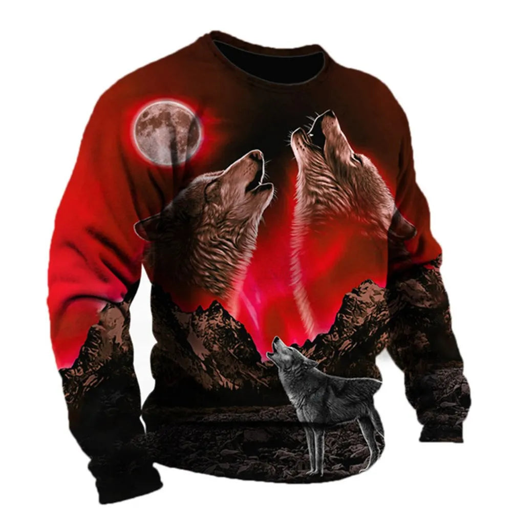 Retro Men's Long Sleeve T-shirt Animal Print Shirt Animal Pattern Clothing Street Apparel Sleeve Top Men's Plus Size XS-5XL