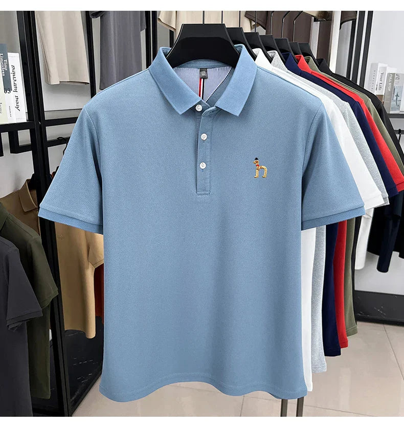 High end luxury brand short sleeve polo shirt summer new trend cute dog embroidery design T-shirt casual Korean golf men's wear