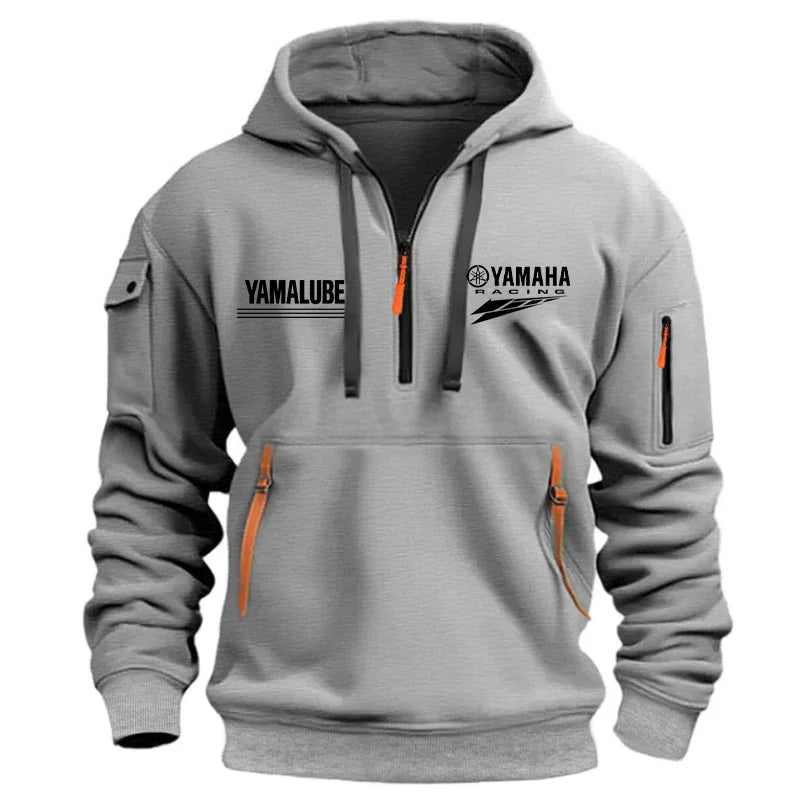 Spring/Autumn Men's Hooded Sweater with Zipper and Multiple Pockets Crewneck Shirt Men's Outdoor Sports Leisure Hoodie