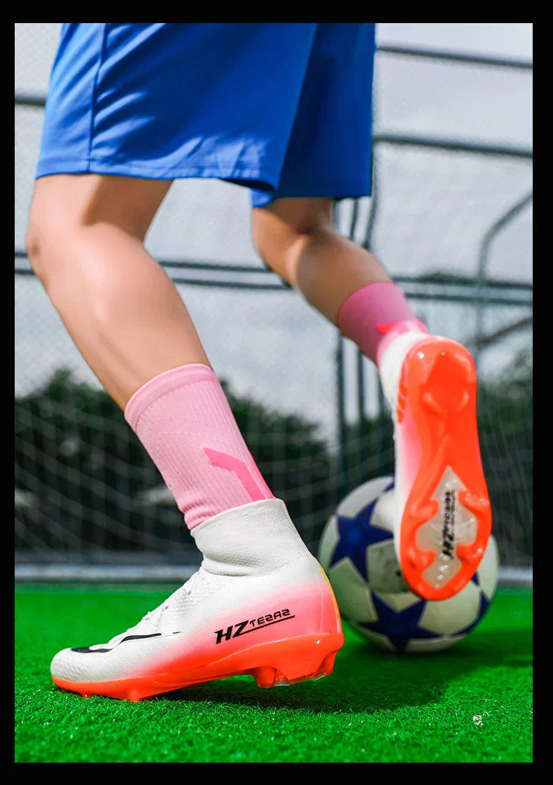New Men Soccer Shoes Breathable Cleats Football Boots Training Boys Long Spikes Adult Outdoor Sport Non Slip Match Comfortable