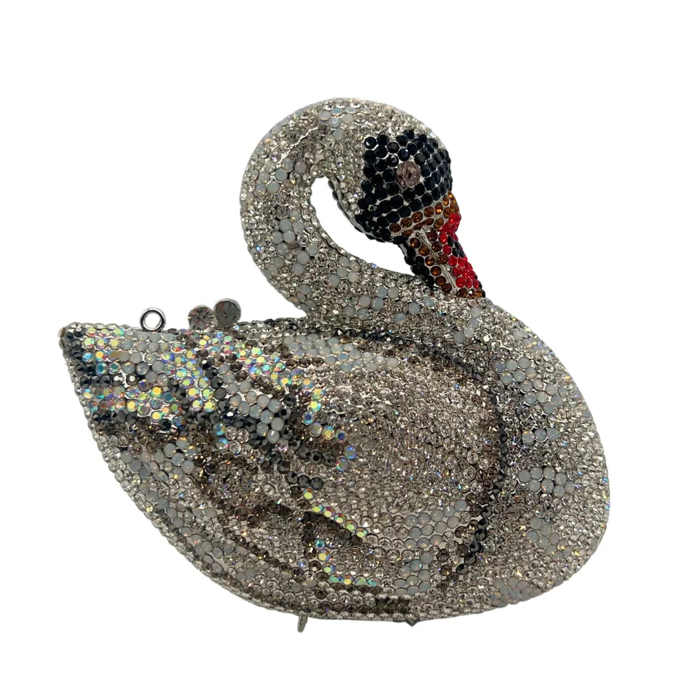 New Product Colorful Jewelry Crystal Swan Evening Bag Luxury Ladies Boutique Evening Bag With High Quality