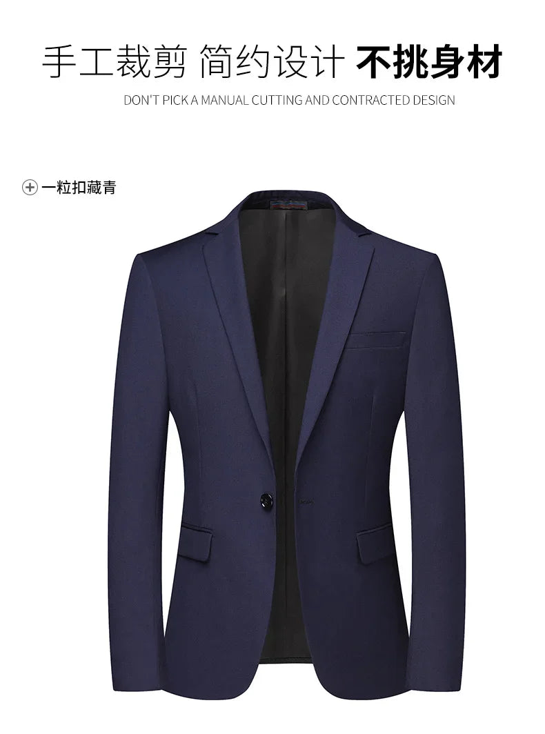 2026 New Arrival Men's Solid Navy Blue  black Blazer Single Breasted Formal Suit Jacket