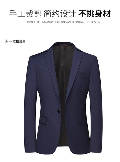 2026 New Arrival Men's Solid Navy Blue  black Blazer Single Breasted Formal Suit Jacket