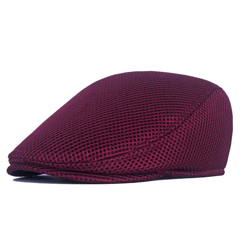 Men Women Hat Adjustable Newsboy Beret Ivy Cap Cabbie Flat Caps  Breathable Mesh Summer